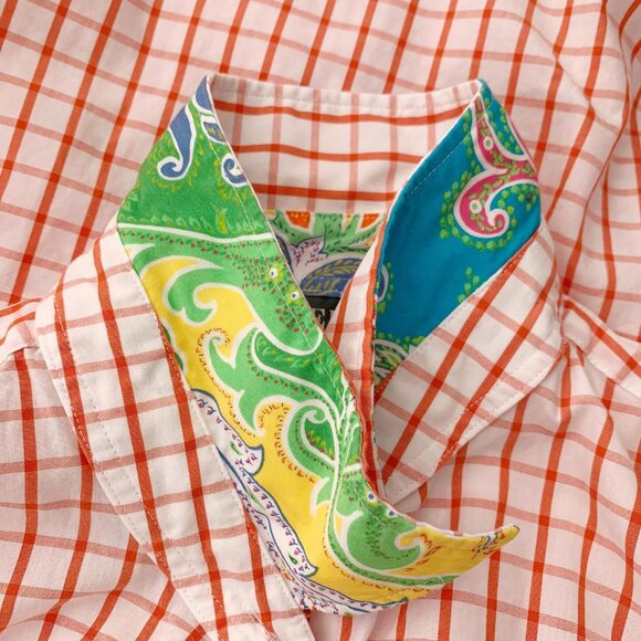 Lauren Ralph Lauren LRL logo orange plaid long sleeve cotton button up shirt, L - Picture 5 of 5